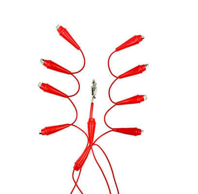 Conjunto de Cabos de Teste com Clipe Jacaré Multifuncional | Fio Vermelho de Alta Condutividade de 8 Vias